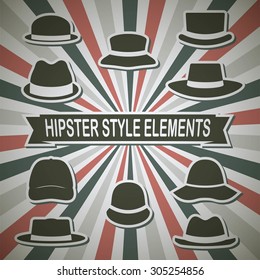 Vector set of hipster hats