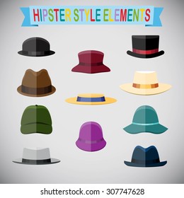 Vector set of hipster hats