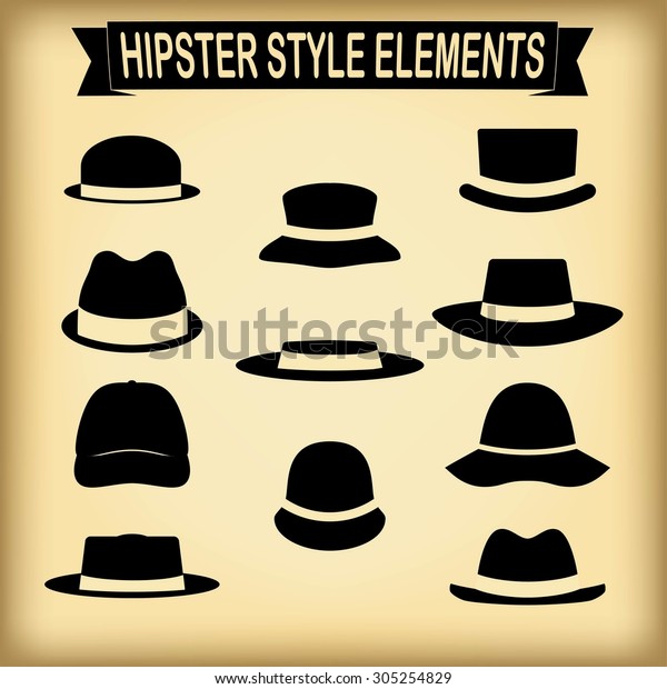 Vector set of hipster\
hats