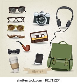 Vector set of hipster man's accessories