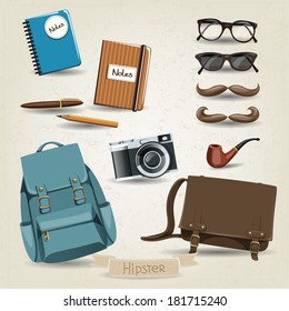 Vector set of hipster man's accessories