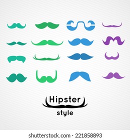 Vector set of hipster mustache