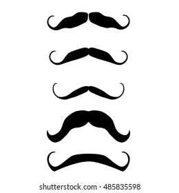 Vector set hipster mustache. Curly black mustache. Retro mustache icon collection.
