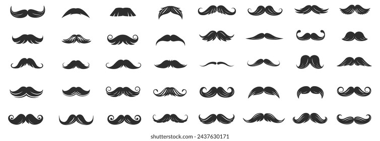 Conjunto de vectores de icono de bigote hipster