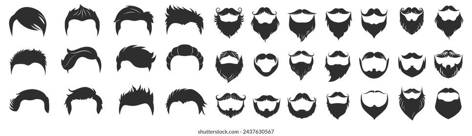 Conjunto de vectores de icono de bigote hipster