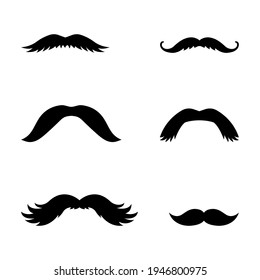 Vector set of hipster mustache on white isolated background.