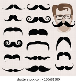 Vector set of hipster and retro mustaches