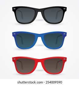 Vector set of hipster sunglasses isolated on white background