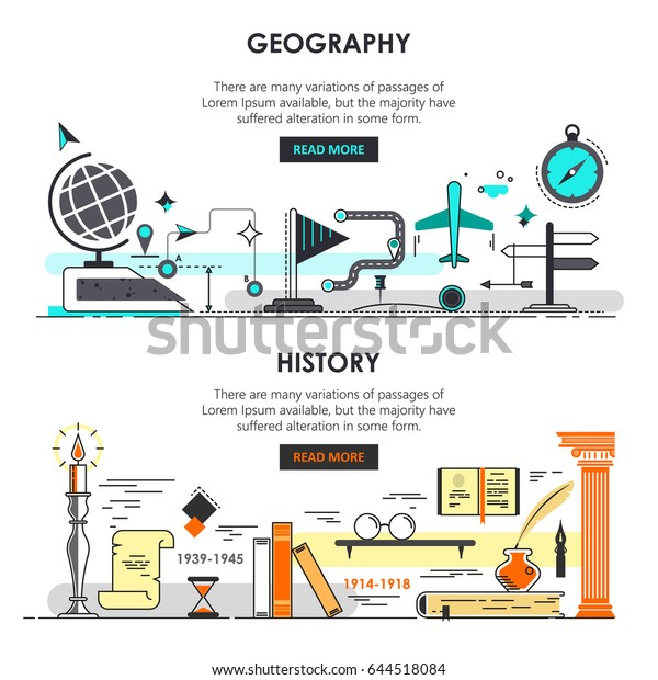 Vector Set History Geography Banners Modern Stock Vector (Royalty Free ...