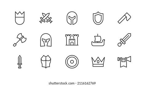 Conjunto vectorial de iconos de línea delgada del historial. Diseño de 20 pictogramas de infarto. Signos de historia aislados en un fondo blanco.