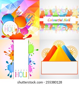 vector set of holi background with colorful gulal