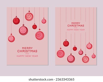  Vector set holiday cards. Christmas balls. Graphics suitable for use for instagram post, banner, print, flyer.  Vector illustrations of printing, instagram poster,corporate invitation, gretind cards