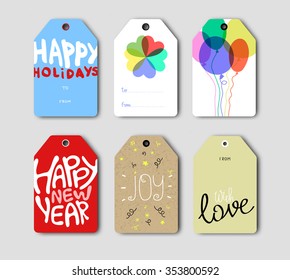 Vector set of Holiday gift cards.