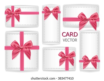 Vector set of holiday present gift packaging . pink silk ribbon with bow-knot .Sign of happiness .Web design element advertisement poster print wedding birthday congratulation card decoration object.