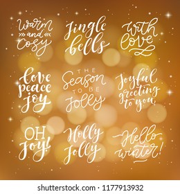 Vector set of holidays calligraphy. Merry Christmas and Happy New Year collection of lettering phrases for photo overlays, for t-shirts, mugs, bags, labels, gift tags. Social media content for blogs