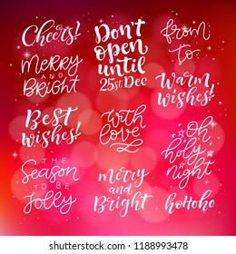 Vector set of holidays lettering. Merry Christmas and Happy New Year collection for invitation and greeting card, prints and posters, labels and tags. Hand drawn calligraphy