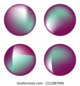 Vector set of holographic fluid circles. Round vibrant multicolored gradient banners.