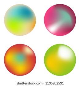 Vector set of holographic fluid circles. Round vibrant multicolored gradient banners.