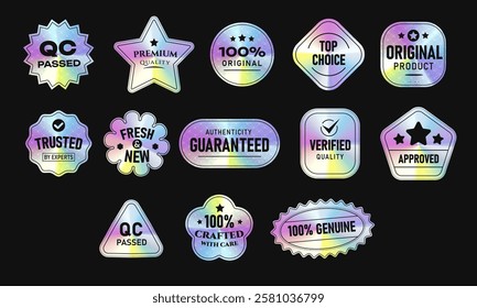 Vector set of holographic original product sticker