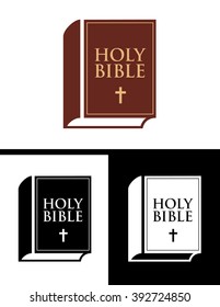 Vector set of the holy bible in colour, black and reverse