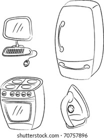 vector set home appliances