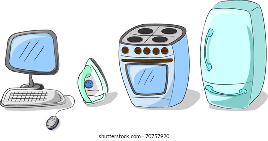 vector set home appliances