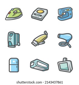Vector Set de Iconos para equipos domésticos. Equipo doméstico