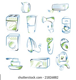 vector set of home appliances icons