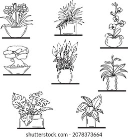 vector set of home flowers