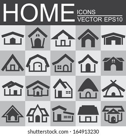 Vector set of home icons on isolated background