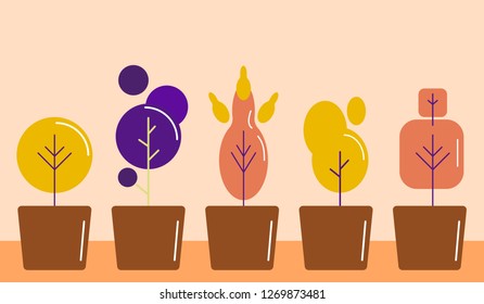 Vector set home plants in pots. Vector set of plants. Perfect for greeting card, poster, invitation. Set of houseplants in pots