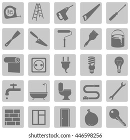 Vector Set of Home Repairing, Building, Construction and Decoration Icons