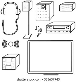 vector set of home theatre