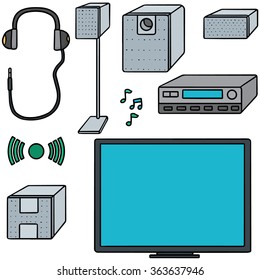 vector set of home theatre