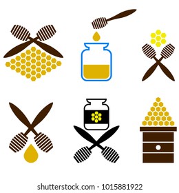 Vector Set of Honey Icon Isolated on White Background