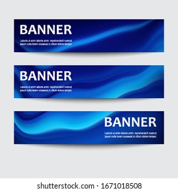 Vektorillustration mit horizontalen Bannern mit blauen Wellen.