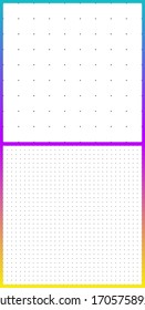 Vector set of horizontal dot black dots in white area on colorful gradient background for design concepts, presentations, web, identity, prints. 