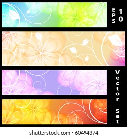 vector set of horizontal floral banners. Eps10
