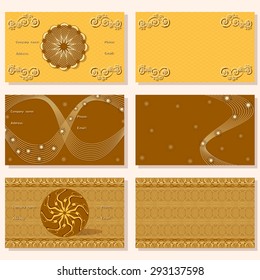 vector set of horizontal gold business cards