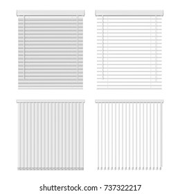 Vector set of horizontal and vertical window blinds. Window shutter realistic illustration.