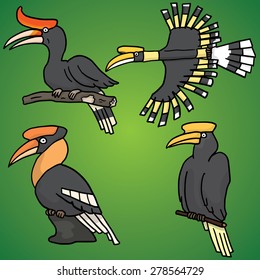 vector set of hornbill