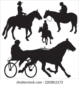Vector Set Of Horseman With Horse Silhouettes Illustration Isolated On White Background