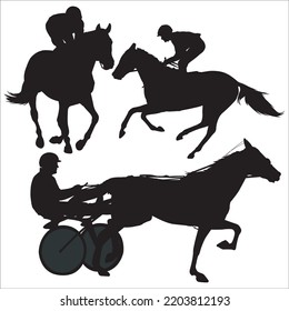 Vector Set Of Horseman With Horse Silhouettes Illustration Isolated On White Background