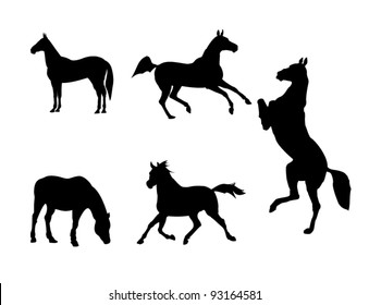 Vector set of horses