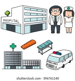 vector set of hospital and medical staff