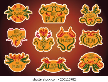 Vector set of hot pepper labels