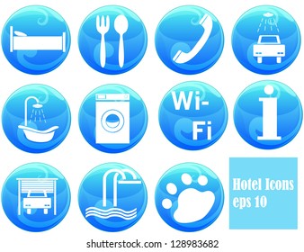 vector set of hotel icons on buttons