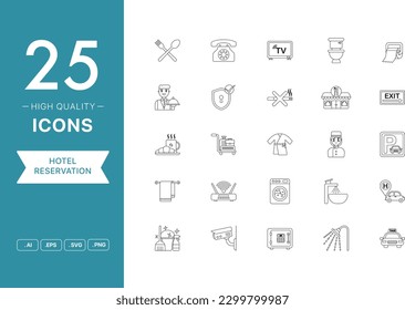 Vector set of Hotel Reservation icons