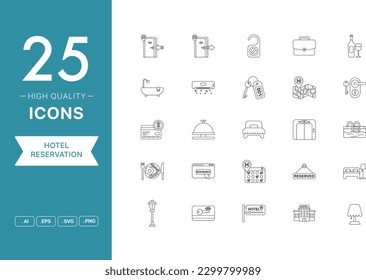 Vector set of Hotel Reservation icons