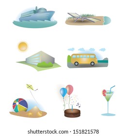 Vector set of hotel/vacation related illustrations